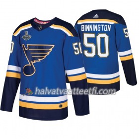 Miesten NHL St. Louis Blues Pelipaita Jordan Binnington 50 Adidas 2019 Stanley Cup Champions Royal Authentic